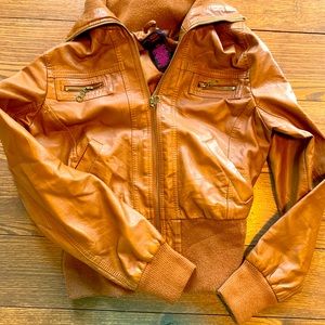 Faux Leather Bomber Jacket
